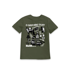 Khaki Printed Kids T-Shirt Front