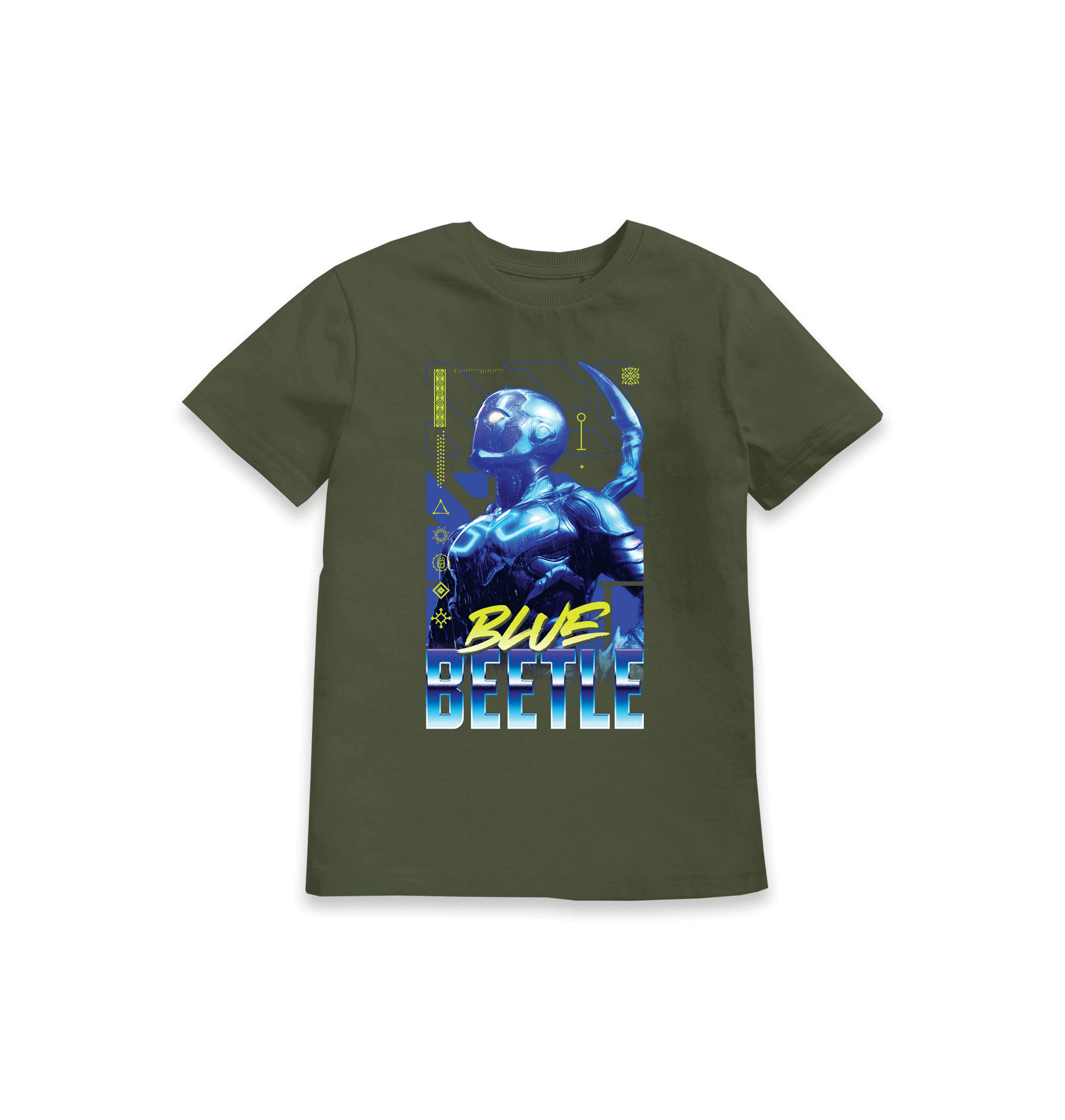Khaki Printed Kids T-Shirt Front