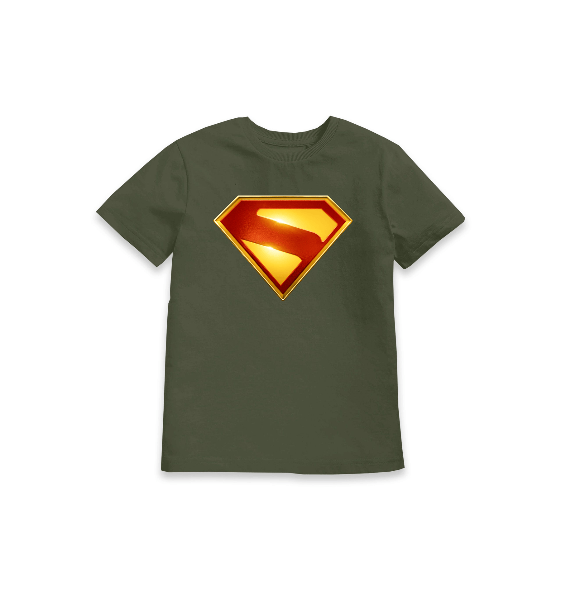Khaki Printed Kids T-Shirt Front