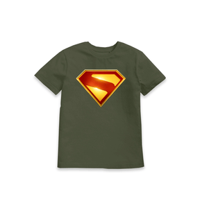 Khaki Printed Kids T-Shirt Front