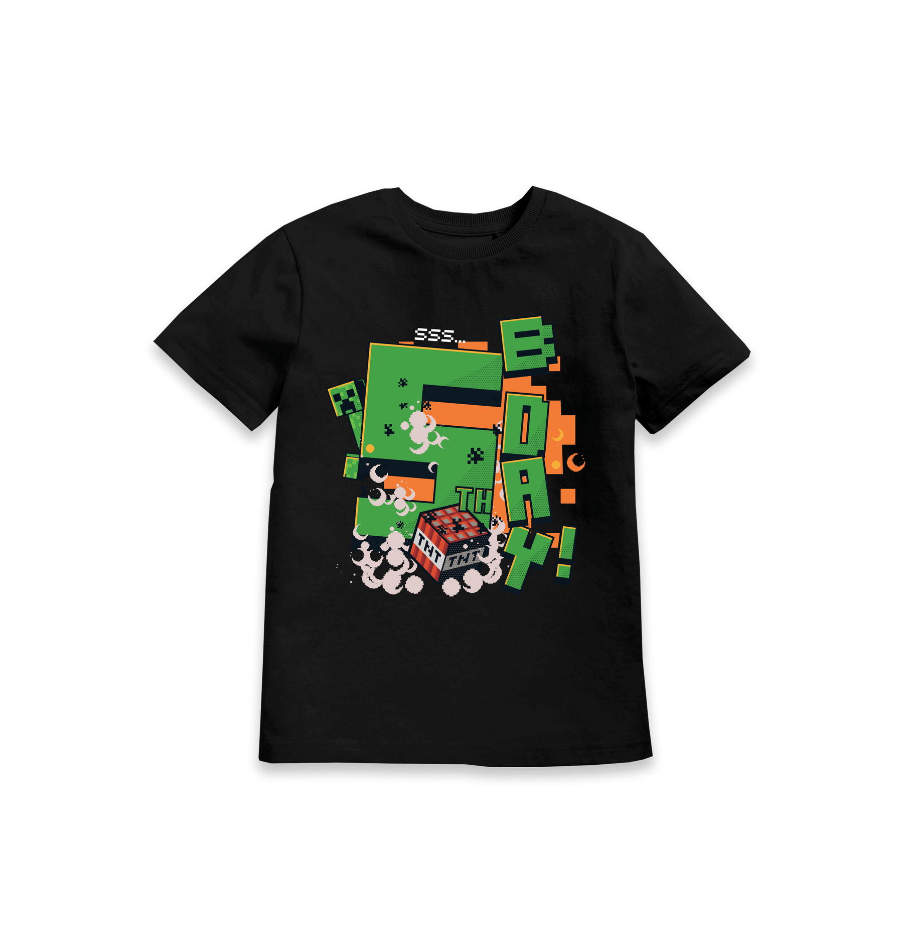 Black Printed Kids T-Shirt Front
