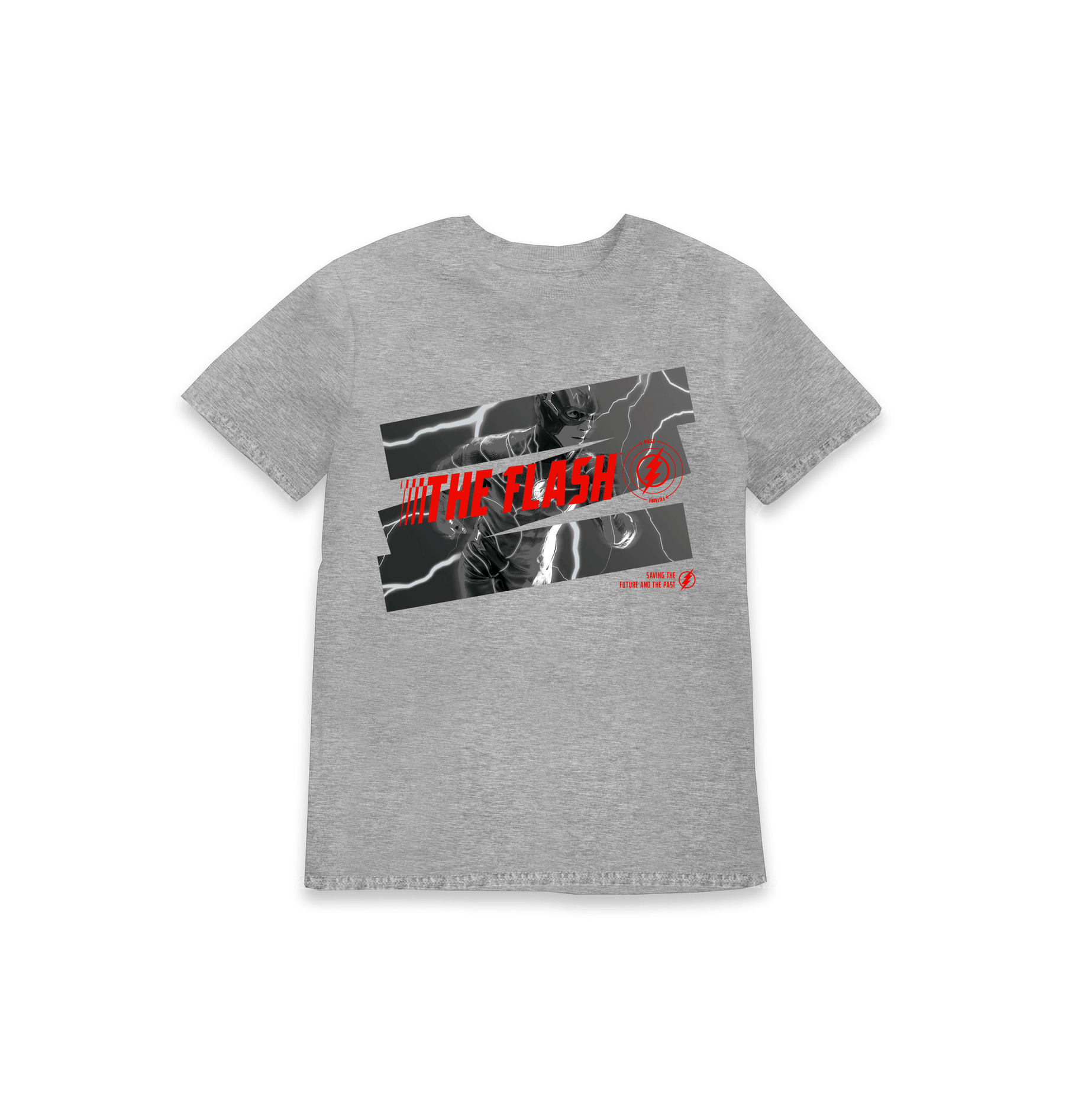 Grey Marl Printed Kids T-Shirt Front