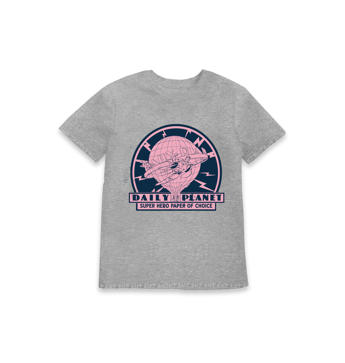 Grey Marl Printed Kids T-Shirt Front