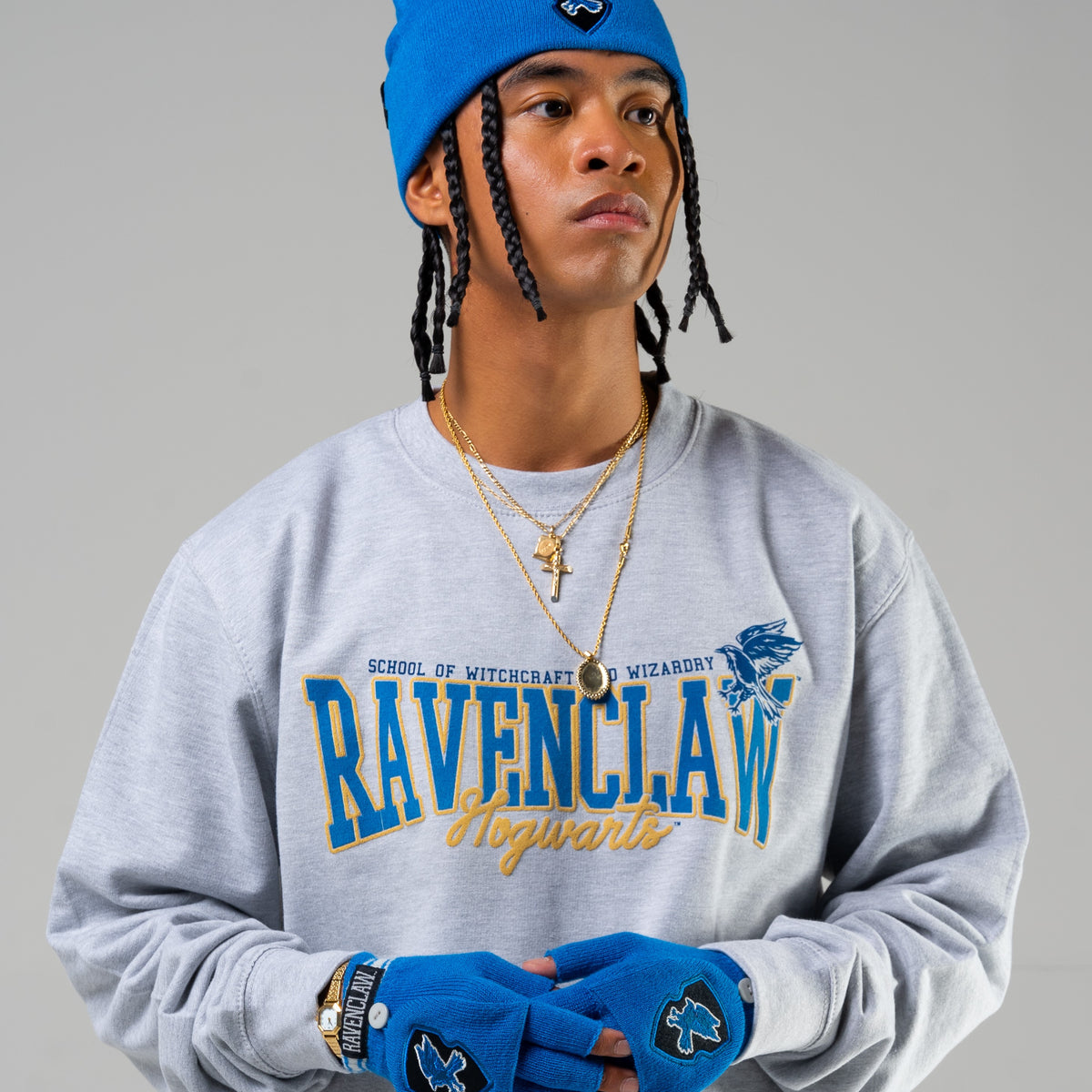 Harry Potter Ravenclaw Collegiate Grey Marl Adults Crew
