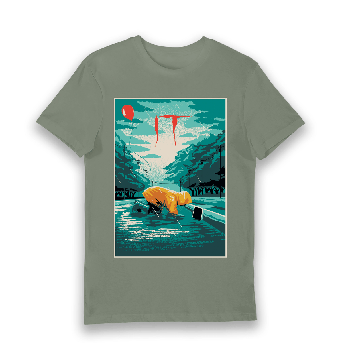 Khaki Printed T-shirt Front