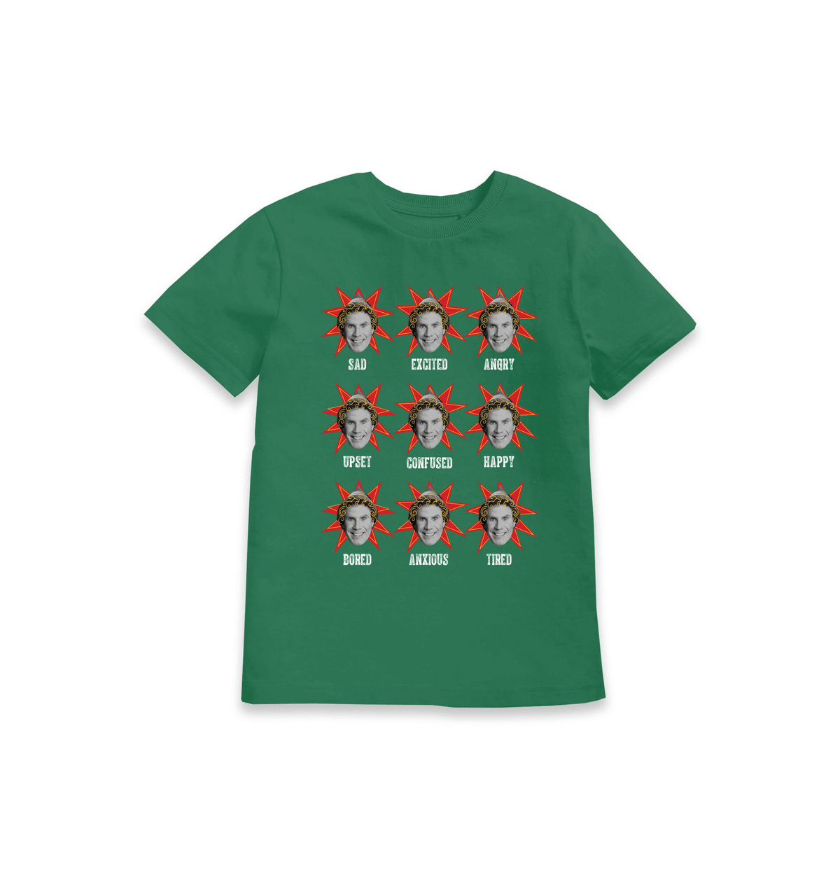 Green Printed Kids T-Shirt Front