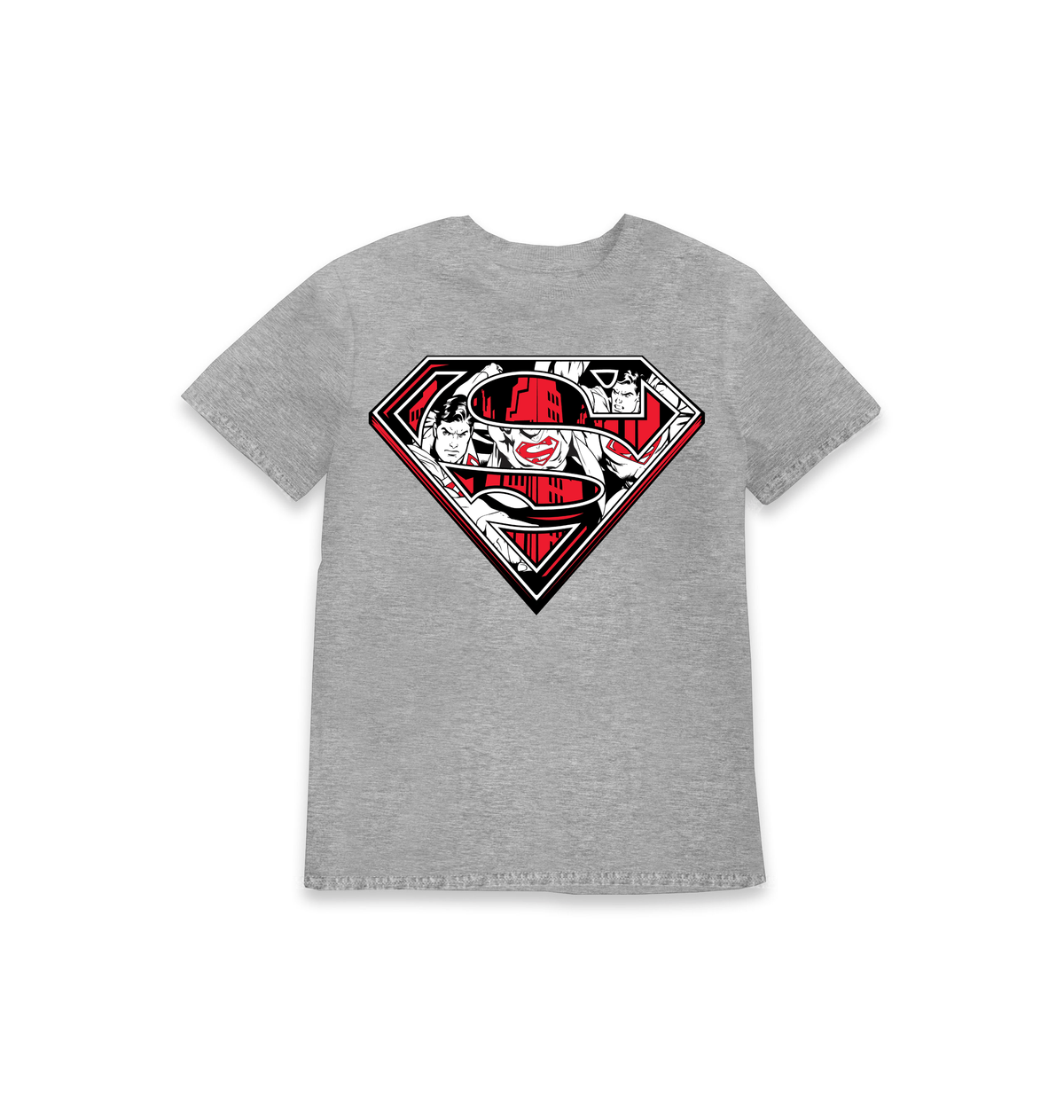Grey Marl Printed Kids T-Shirt Front
