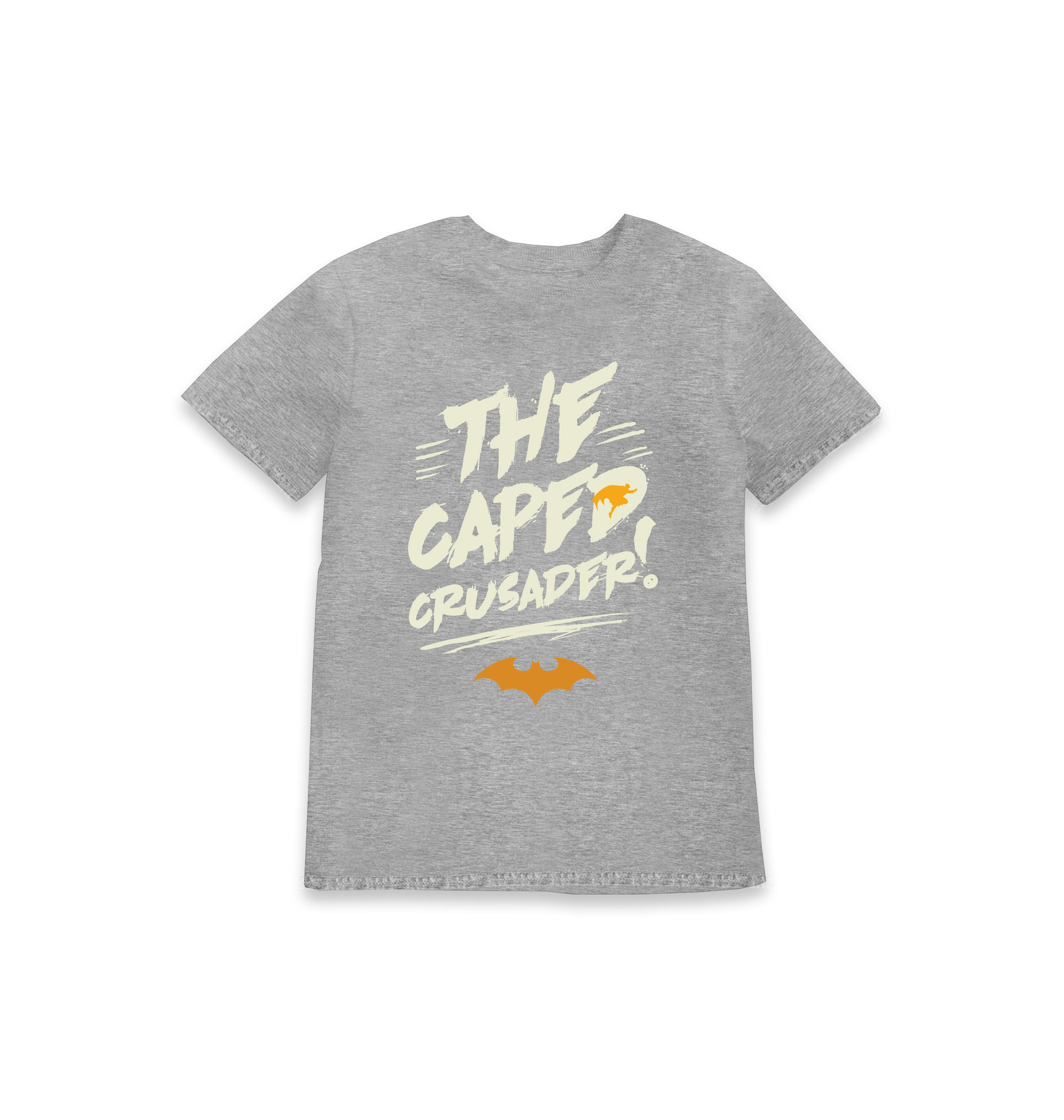 Grey Marl Printed Kids T-Shirt Front