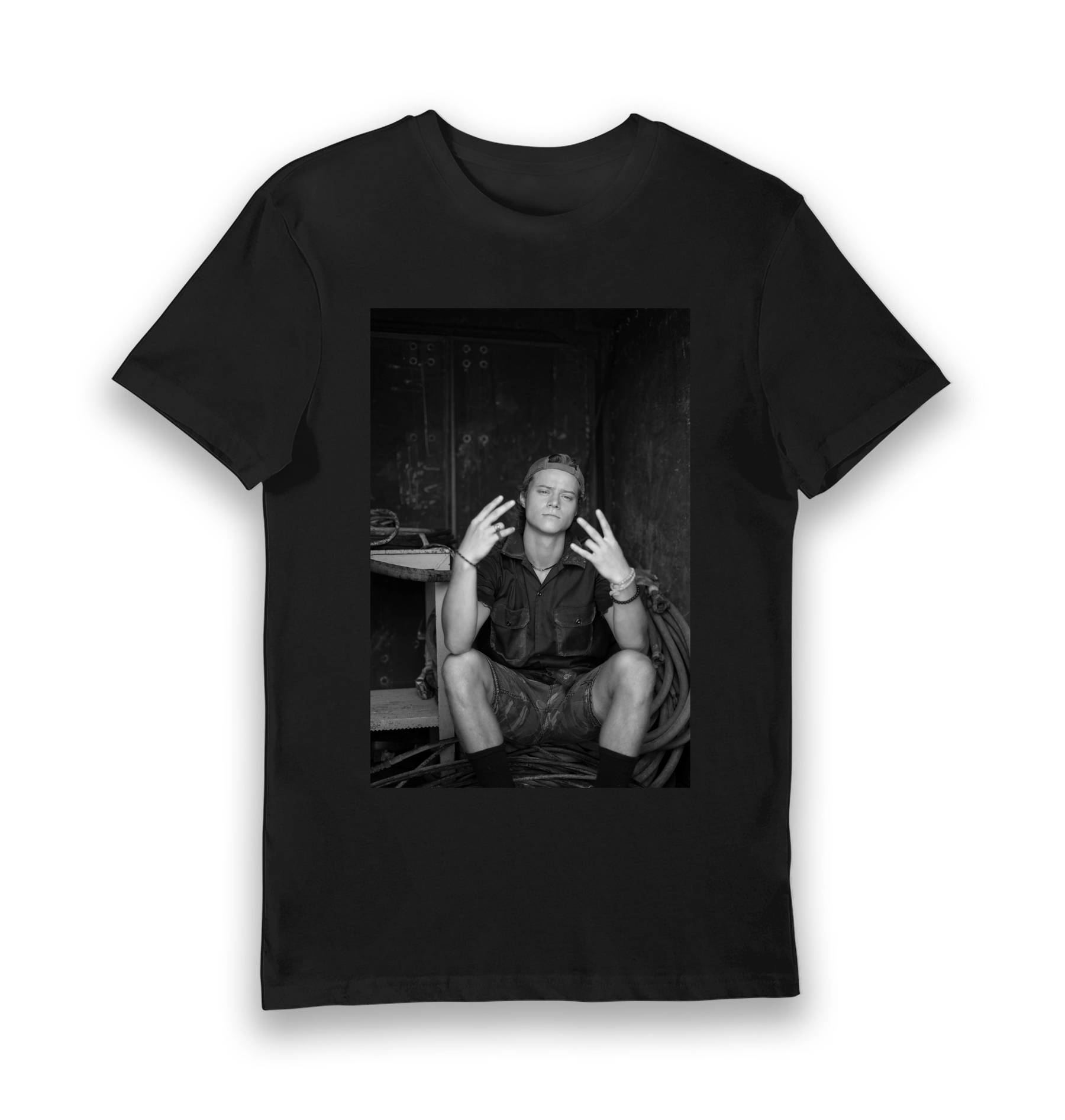 Black Printed T-shirt Front