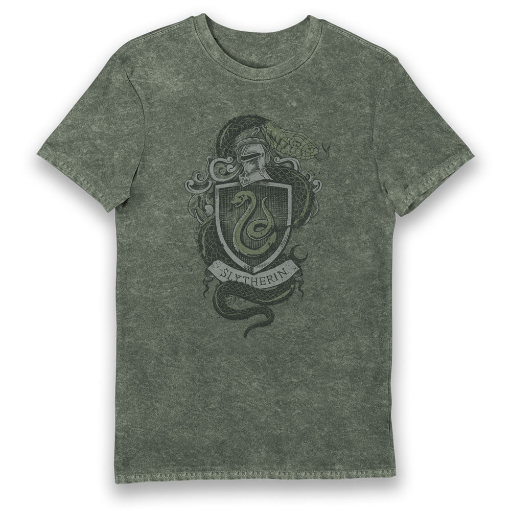 Harry Potter Slytherin House Crest Eco Stonewash Adults T-Shirt