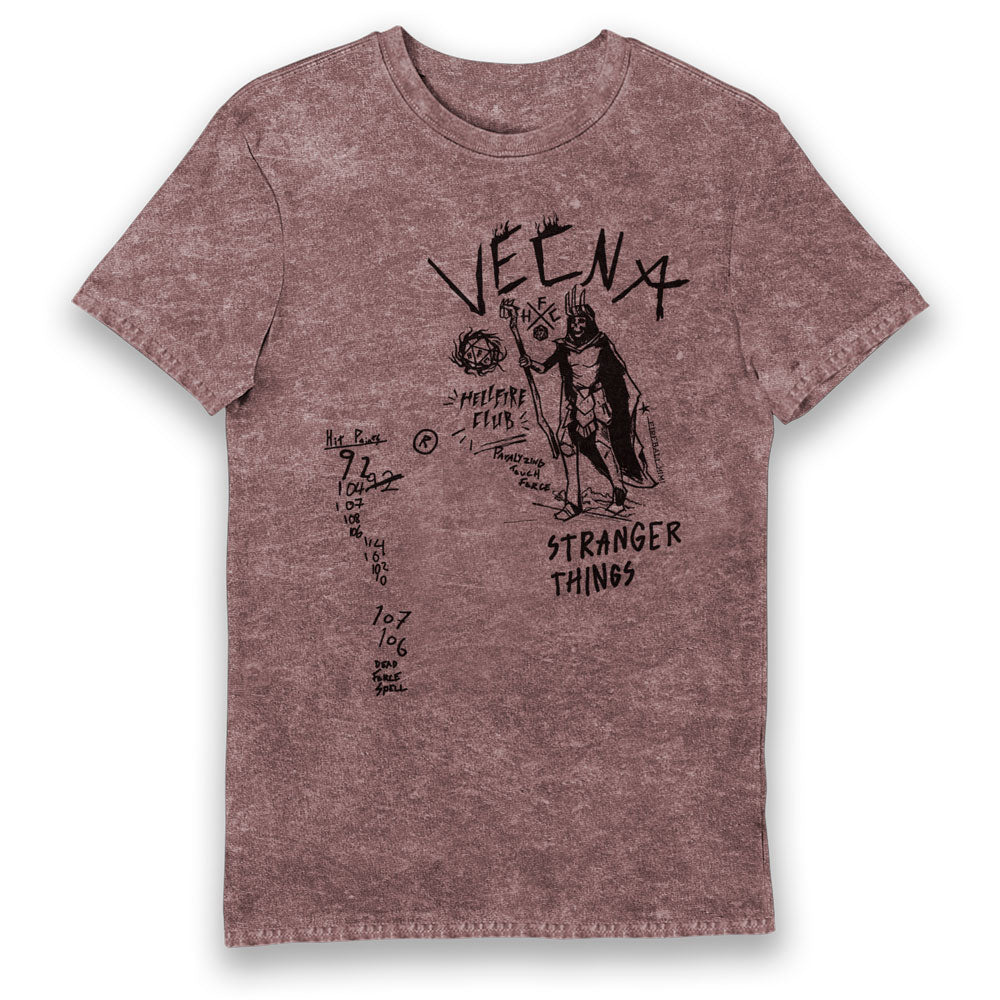 Stranger Things Vecna D&D Scribble Eco Stonewash Adults T-Shirt