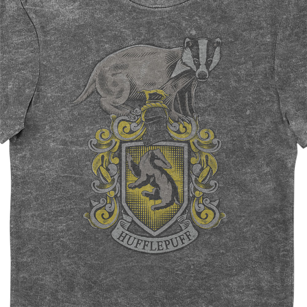 Harry Potter Hufflepuff House Crest Eco Stonewash Adults T-Shirt